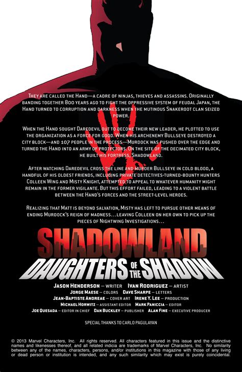 Shadowland Daughters Of The Shadow Issue 1 Viewcomic