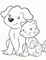 Coloring Pages Printable Dog Cat Pet Dogs Cats Colouring Color Kids Print Sheets Cute Cartoon Drawing Choose Board Animals sketch template
