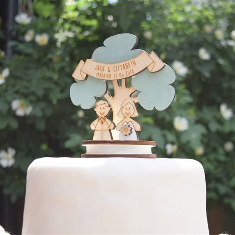 personalised bride and groom wedding cake topper by just