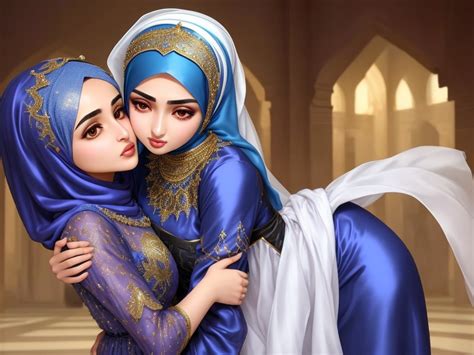 टेक्स्ट से एआई आर्ट जेनरेटर Arab Girl Lesbians Kissing Touching No