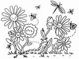 Blumenwiese Ausmalen Grundschule Fruhling Frühling Wiese Malvorlage Wie sketch template