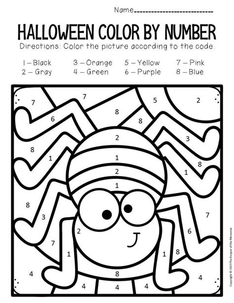 color  number halloween printables