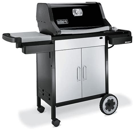 weber  model spirit   lp gas barbecue grill  stainless steel burners  btus
