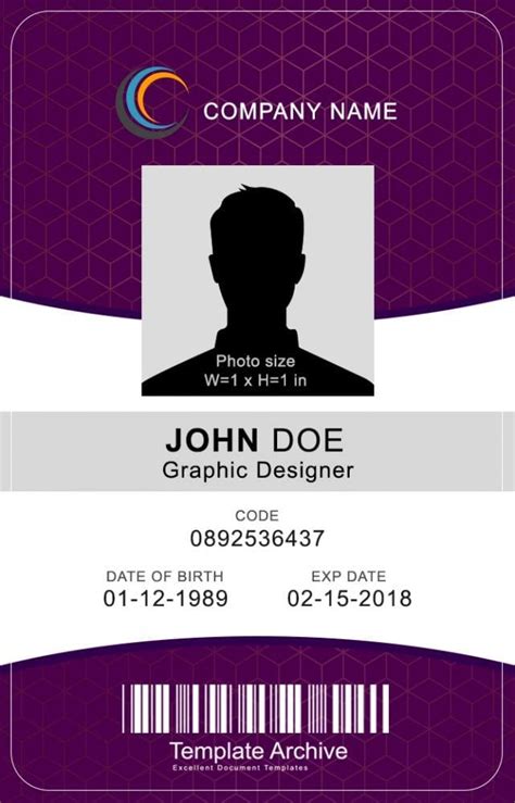 id badge id card templates  templatearchive id card