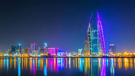 colorful lightning buildings reflection  river dubai united arab emirates hd travel wallpapers