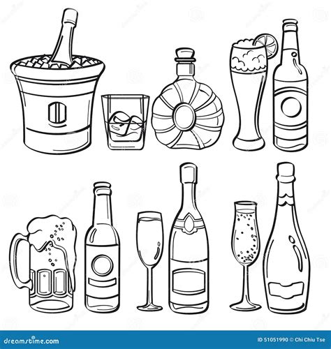 alcohol bottles collection stock illustration image