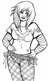 Emo Girl Lineart Punk Anime Deviantart Coloring Pages Template Stats Downloads Sketch sketch template