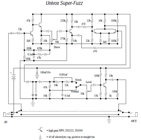univox super fuzz pedal circuit scheme