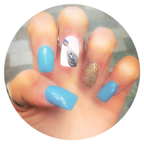 blue  white gold glitter nails feather nail art  lillys nails