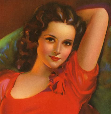 Jules Erbit 1940s Winsome Brunette Beauty Pin Up Print Good Girl Art