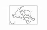 Playful Coloring Kitten Cat Pages sketch template