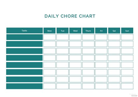 daily chore chart template  microsoft word templatenet
