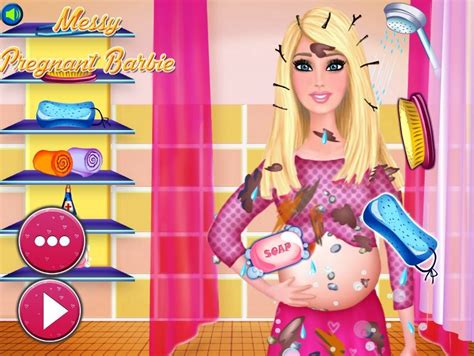messy pregnant barbie game fun girls games