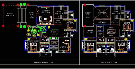 bungalow architectural  interior layout plan dwg drawing file  sq ft autocad dwg