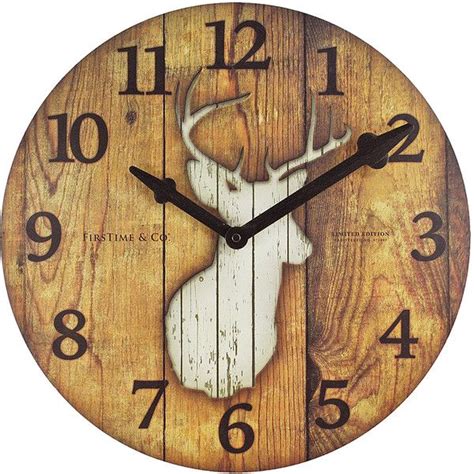 firstime  deer restoration wall clock    polyvore featuring home home decor