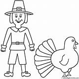Coloring Thanksgiving Pilgrim Turkey Pilgrims Bigactivities sketch template