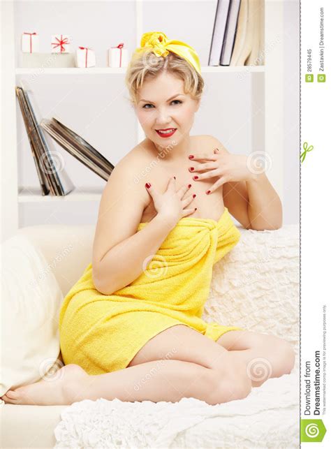 woman in bath towel stock image image of large dress 28579445