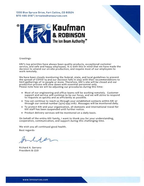 covid  letter kaufman robinson