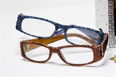 bling eyewear by sondra celli swarovski crystal metallic blue and