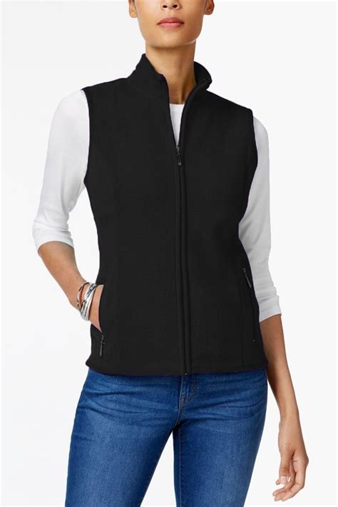 karen scott womens zeroproof fleece vest black size small walmartcom