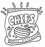 Colorear Papas Junk Fritas Imagui Patatas Chips sketch template