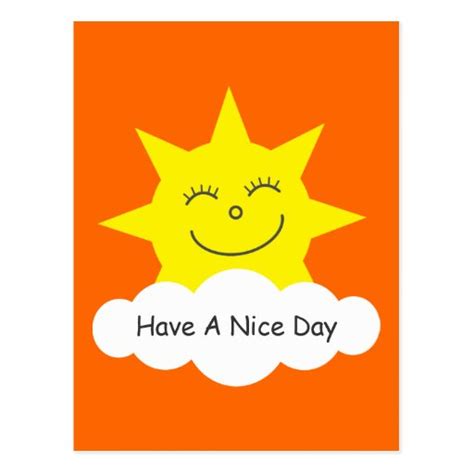 Have A Nice Day Happy Cartoon Sun Orange Postcard Zazzle