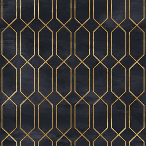art deco geometric black gold wallpaper removable peel  etsy