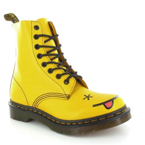 dr martens hincky womens leather smiley  eyelet boots  yellow  scorpio shoes