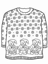 Christmas Ugly Sweater Kids Coloring Pages Sweaters Fun sketch template