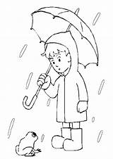 Colorir Chuva Menino Guarda Umbrella Segurando Rainy Holding Colorironline sketch template