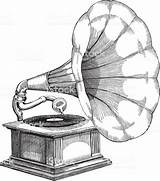 Gramophone Engraving Gramaphone Phonograph Player Clipartmag sketch template