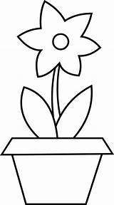 Pot Coloring Leaf Flower Library Clipart Colouring sketch template