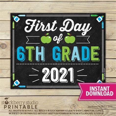 day   grade sign boy st day  school sign printable sixth