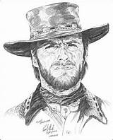 Eastwood Clint Drawings Western Pencil Art15 Deviantart Sketch Sketches Drawing Cartoon Portrait Portraits Cowboy Ugly Bad Good Mostly Films Draw sketch template