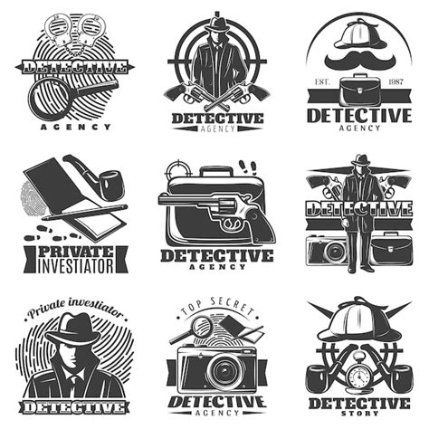 vector private investigator logo set