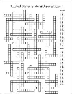 state abbreviations crossword puzzle printable
