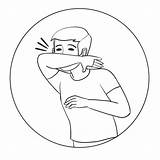 Sneezing Elbow Man Boy Sneezes sketch template