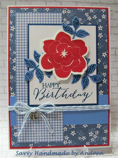 savvy handmade cards blue  red birthday card