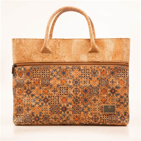 patterned cork handbag