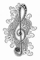 Coloring Pages Music Adult Mandala Musique Clef Coloriage Treble Adults Printable Colouring Mandalas Zentangle Sheets Piano Notes Colorear Drawings Sol sketch template
