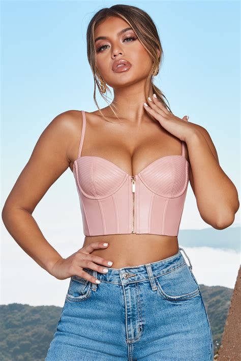 Zip Into Shape Faux Leather Underwired Bustier Crop Top Oh Polly