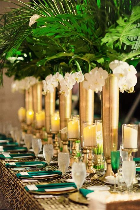 2018 trend tropical leaf greenery wedding decor ideas deer pearl flowers