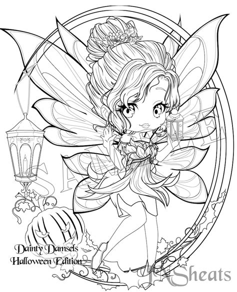 halloween fairy coloring page  etsy