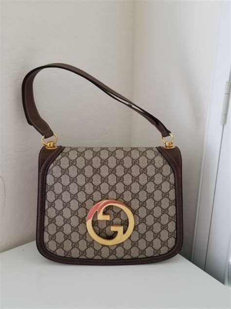 gucci vintage blondie gg medallion brown leather and coated canvas