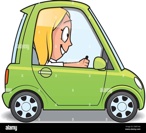 cartoon illustration einer frau figur fahren ein auto stock vektorgrafik alamy