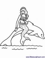 Meerjungfrau Delfin Reitet Malvorlage Meerjungfrauen sketch template