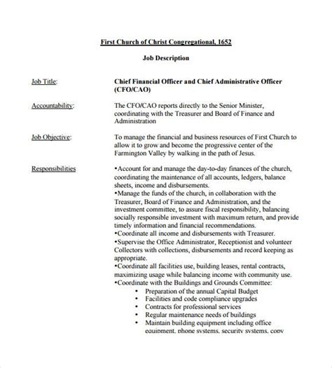 10 Chief Financial Officer Job Description Templates