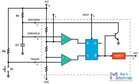 timer ic working principle block diagram circuit schematics electronic engineering