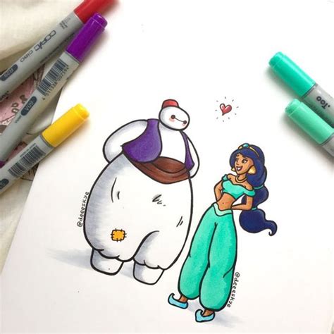 Aladdinbeymax And Jasmine Disney Character Drawings Disney Drawings