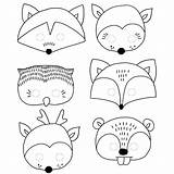 Basteln Masken Tiermasken Ausmalen Kinder Adventskalender Waldtiere Maske Tiere Reh Fuchs Karneval sketch template